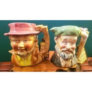 Vintage Magrou Artmark Old Man Toby Mugs 3.75" w/ Original Disney Parks Stickers